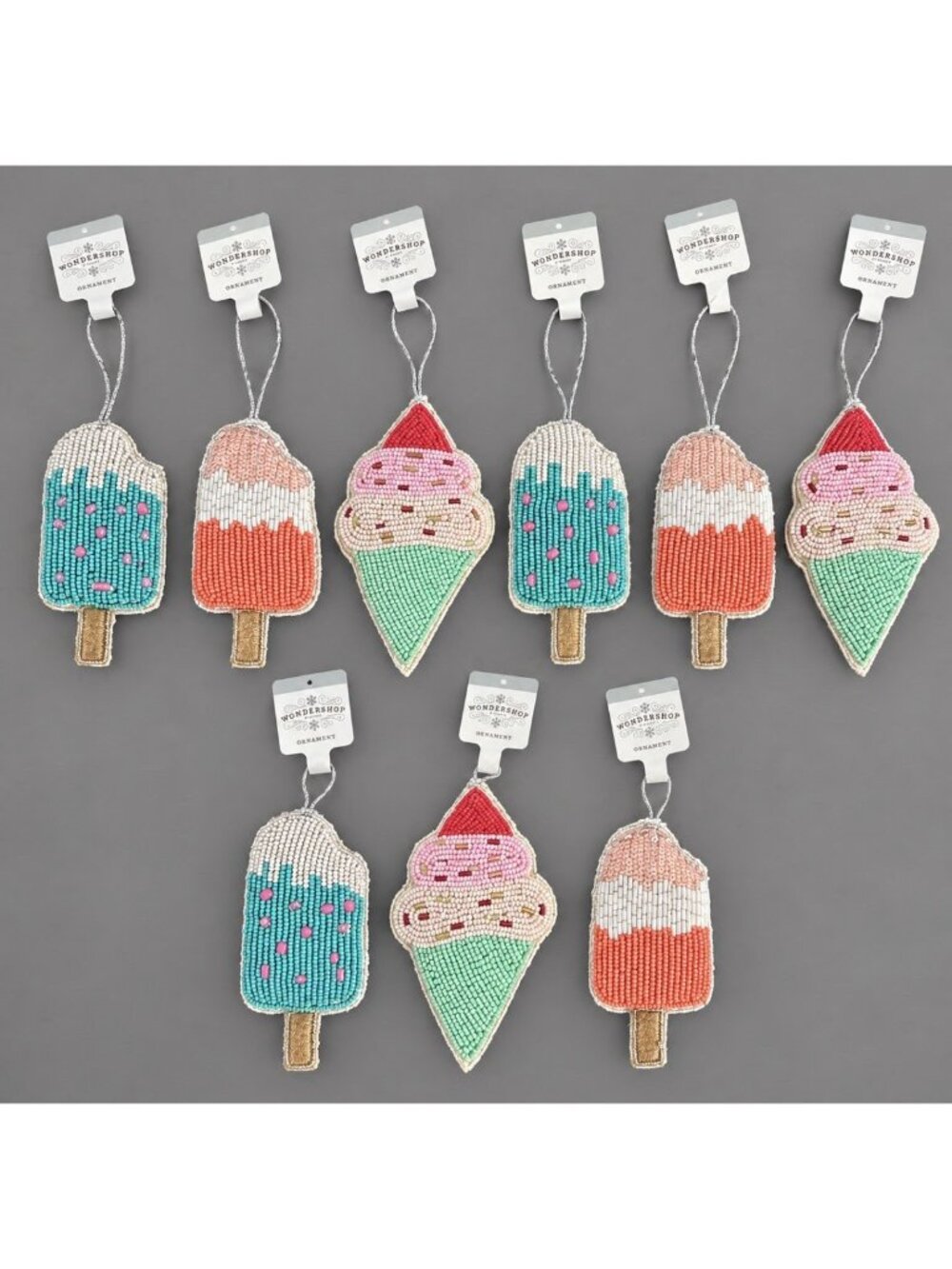 WONDERSHOP Target Lot of 9 Beaded Popsicle Ice Cream Christmas Tree Ornaments